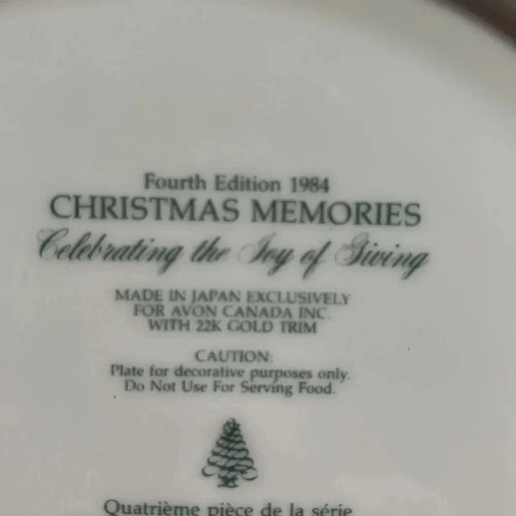 1984 AVON 9” PORCELINE 22 K  gold trim! EXCELLENT CONDITION. JOY OF GIVING - Picture 7 of 11